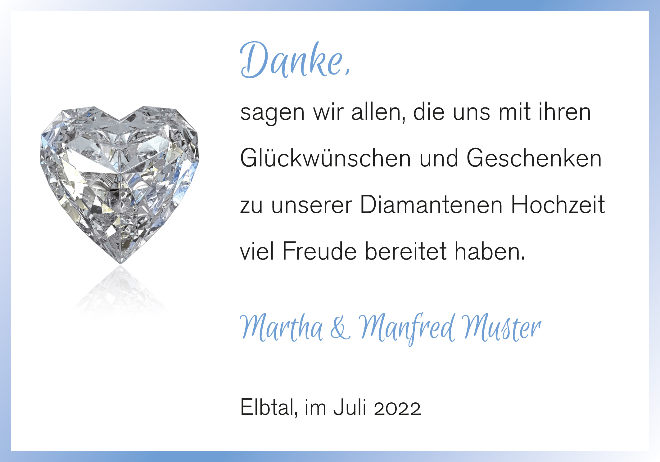 diamantene hochzeit danke muster